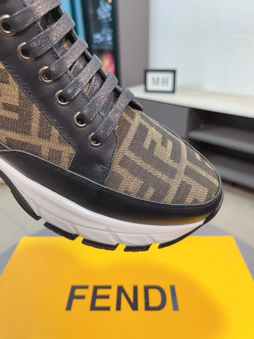 Men's shoes 💰458🌹🌹【fendi Fendi】: 🔝High-end brand of men's shoes: high-top series: official website 1:1 latest masterpiece: the upper is made of brand fabric with imported cowhide technology, ➕🐑made in sheepskin👍, making walking more convenient and comfortable, a stunning work, compared with the official quality, the beautiful 1:1 replica [color]! Create a fashionable personality to set off your uniqueness! A must-have for trendy men! 🔥Size: 38-44.